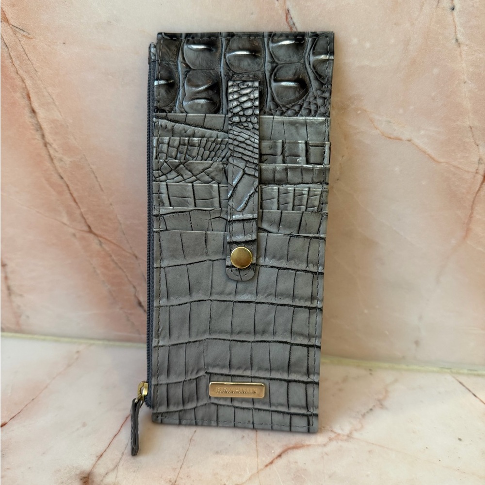 Brahmin Gray Melbourne Leather Credit Card Wallet